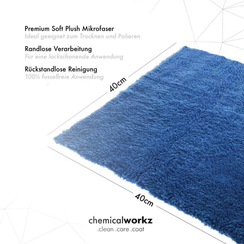 ChemicalWorkz Dark Blue Edgeless Soft Touch Premium Poliertuch 500gsm 40×40 dunkelblau
